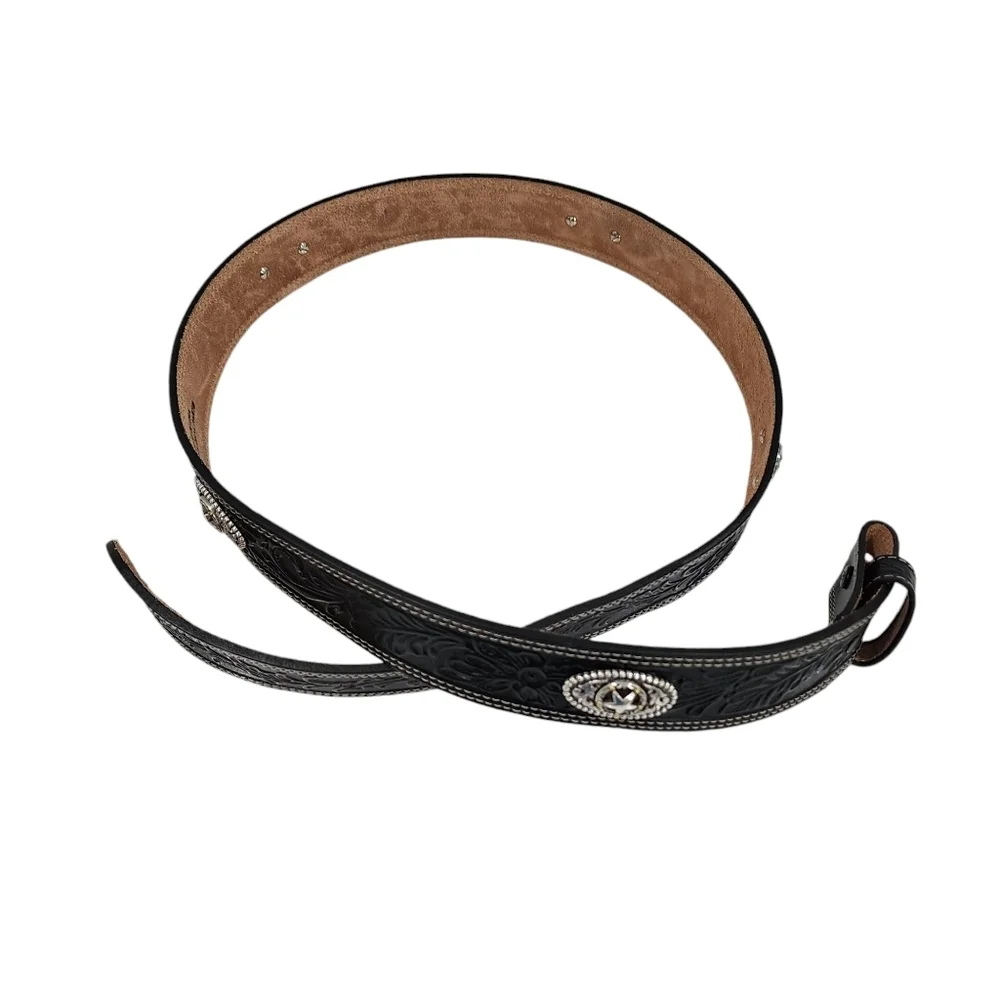 JUSTIN LEATHER STAR MEDALLION TOOLED BELT 